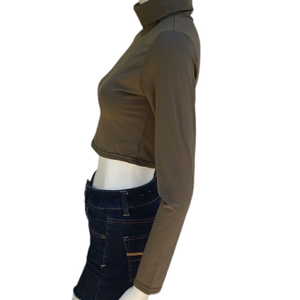 609733....Long Sleeve Turtleneck Crop Top Size S - Picture 5 of 5